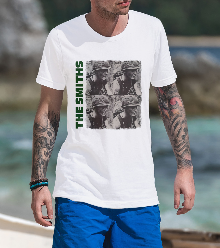 The Smiths Meat Is Murder Album Cover Four Panel Black And White Photographic T-Shirt