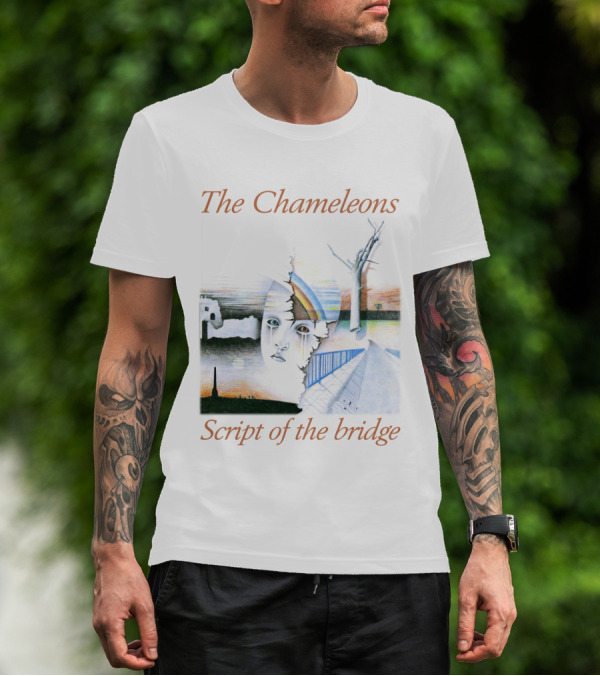 The Chameleons Script Of The Bridge Abstract Face And Landscape Art With Trees And Structures T-Shirt