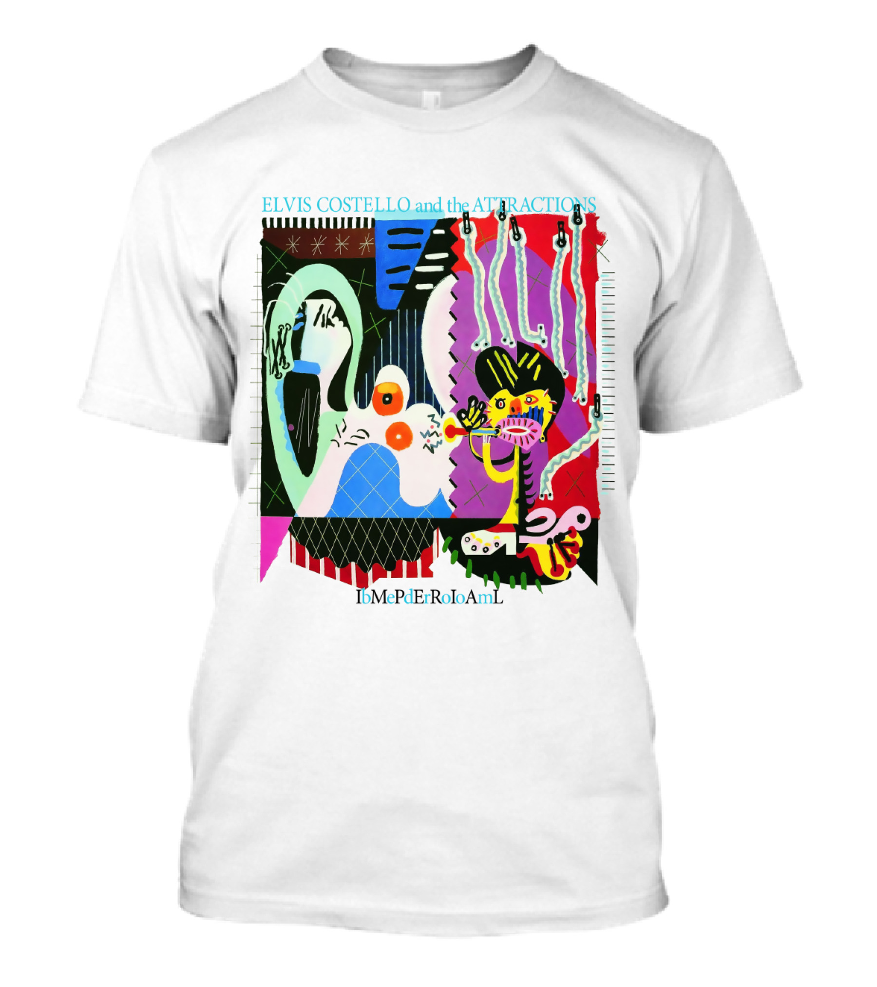 Elvis Costello And The Attractions Ibmepderroioaml Imperial Bedroom Vibrant Abstract Artwork T-Shirt