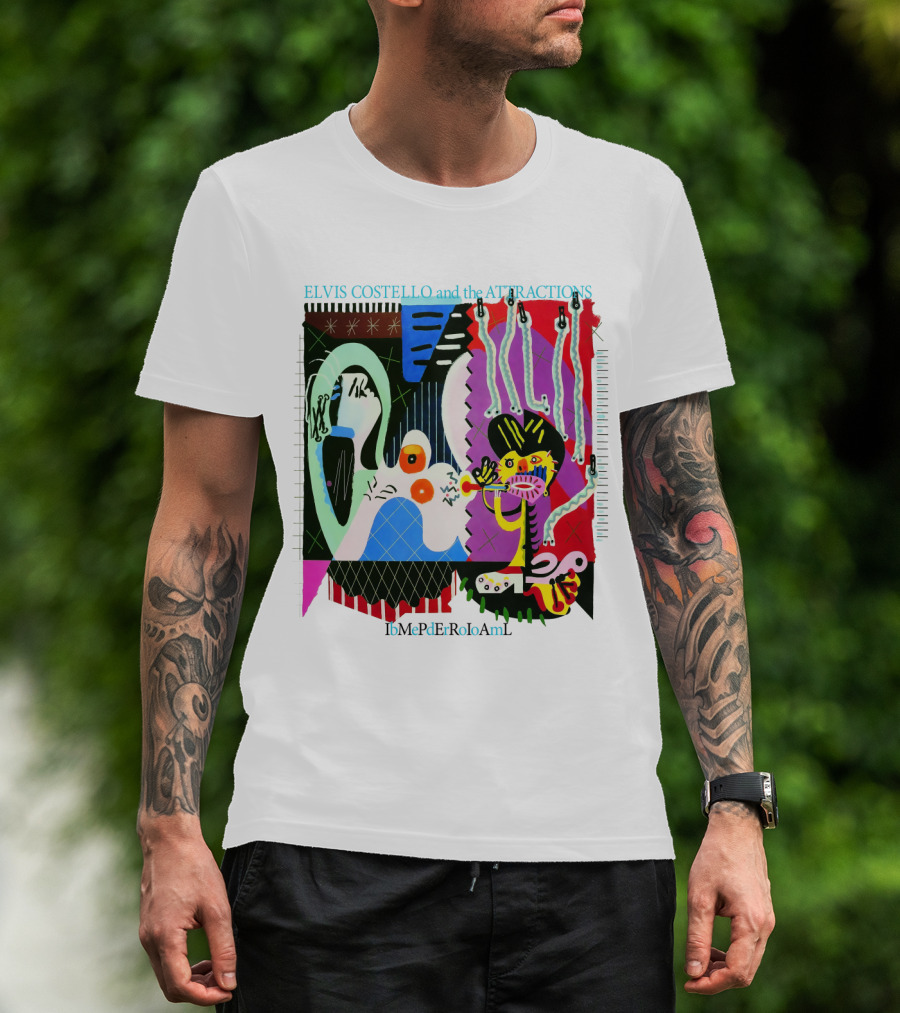 Elvis Costello And The Attractions Ibmepderroioaml Imperial Bedroom Vibrant Abstract Artwork T-Shirt