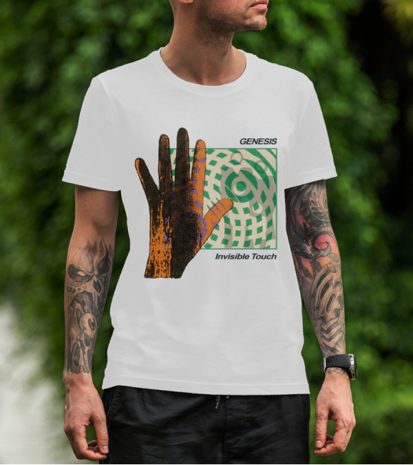 Genesis Invisible Touch Album Cover Art Hand Green T-Shirt