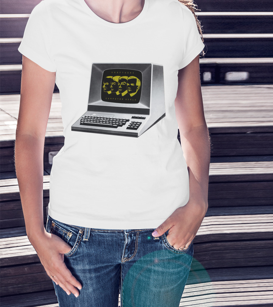 Kraftwerk Computer World Faces On Retro Monitor T-Shirt