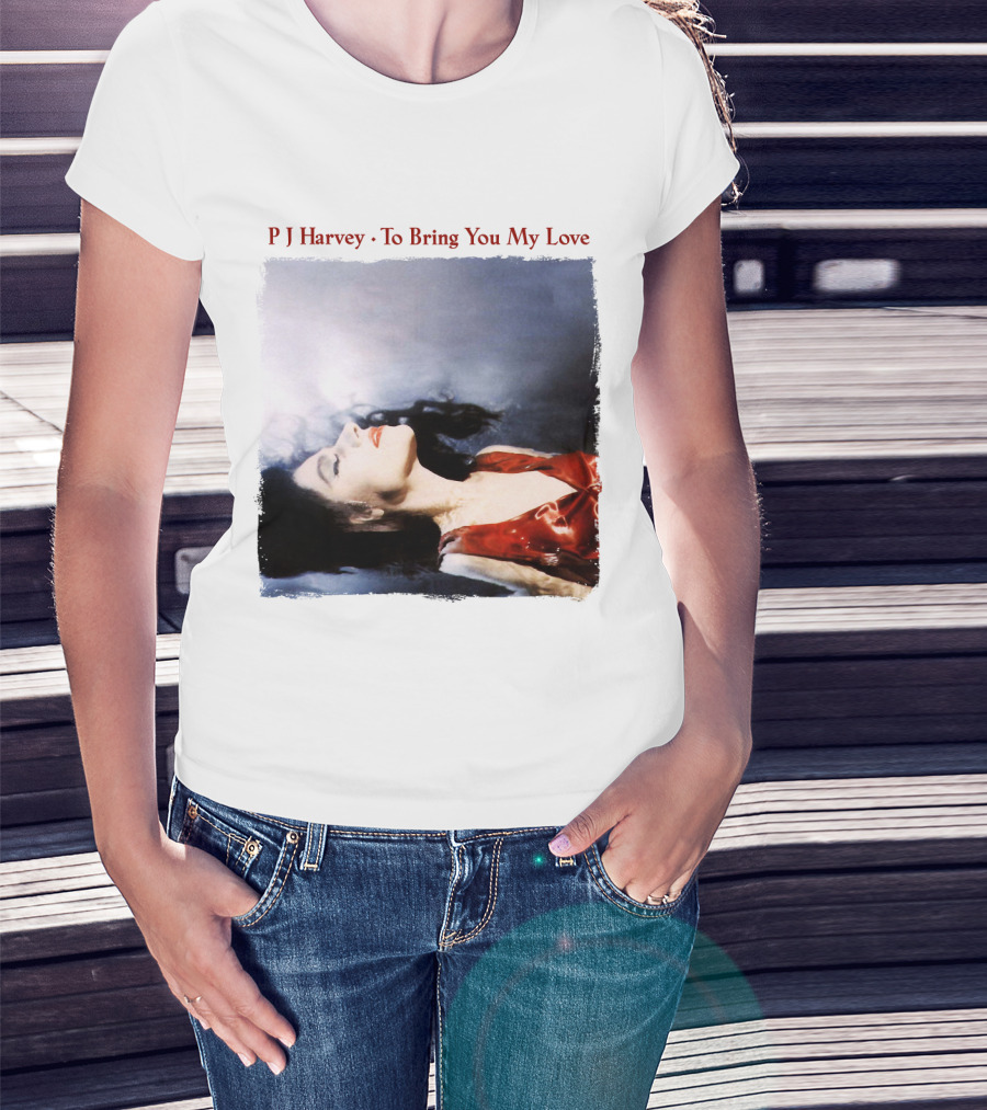 PJ Harvey To Bring You My Love Album Art Floating Woman In Red T-Shirt