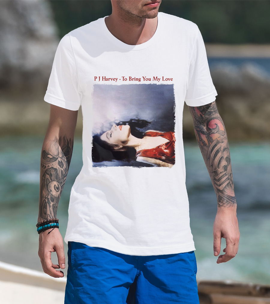 PJ Harvey To Bring You My Love Album Art Floating Woman In Red T-Shirt