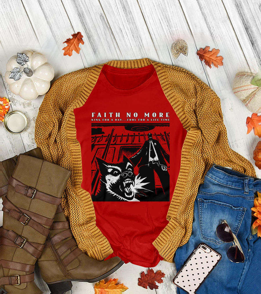 Faith No More King For A Day Fool For A Lifetime Graphic Black and White Dog Scene T-Shirt