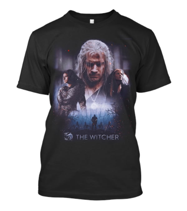 The Witcher Geralt Yennefer Ciri Dark Forest Scene T-Shirt