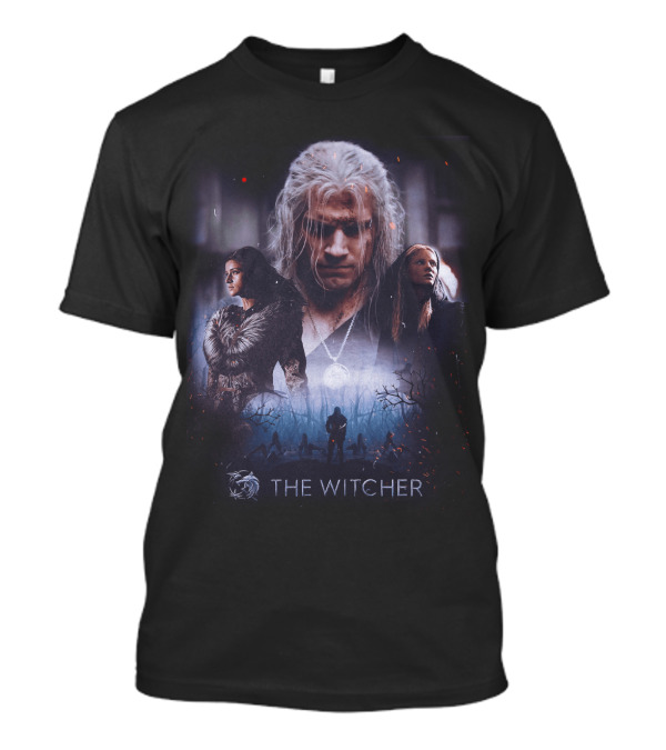 The Witcher Geralt Yennefer Ciri Dark Forest Scene T-Shirt