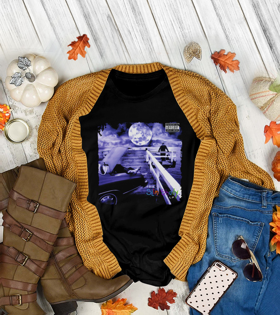 Eminem The Slim Shady LP Explicit Content Dark Purple Pier Moon T-Shirt