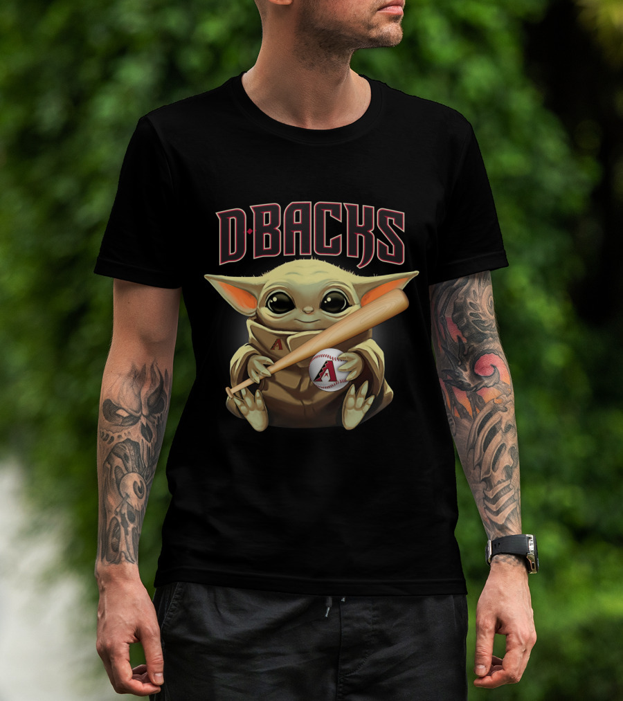 D-Backs Baby Yoda Holding Baseball Bat And Ball T-Shirt
