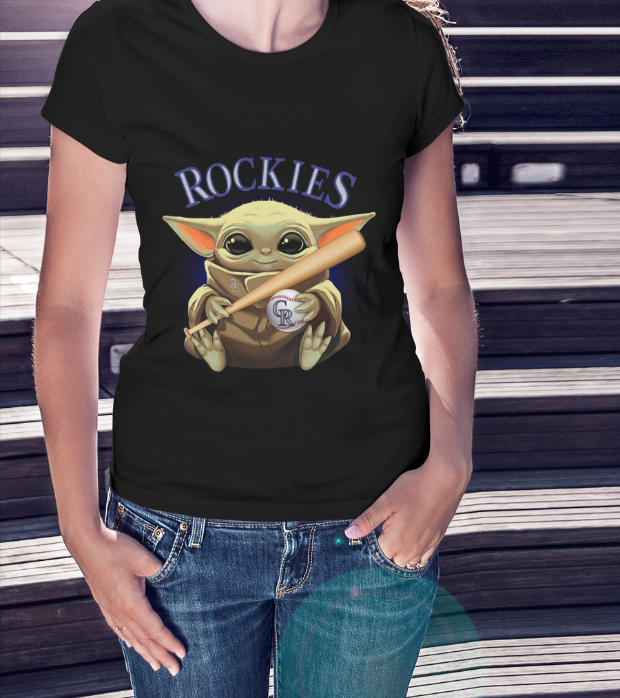 Rockies Baseball Alien Creature Holding Bat And Ball T-Shirt