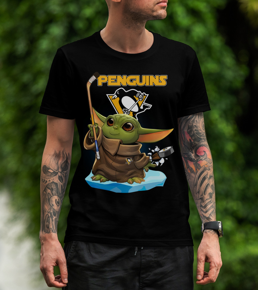 Penguins Baby Yoda Pittsburgh Hockey T-Shirt