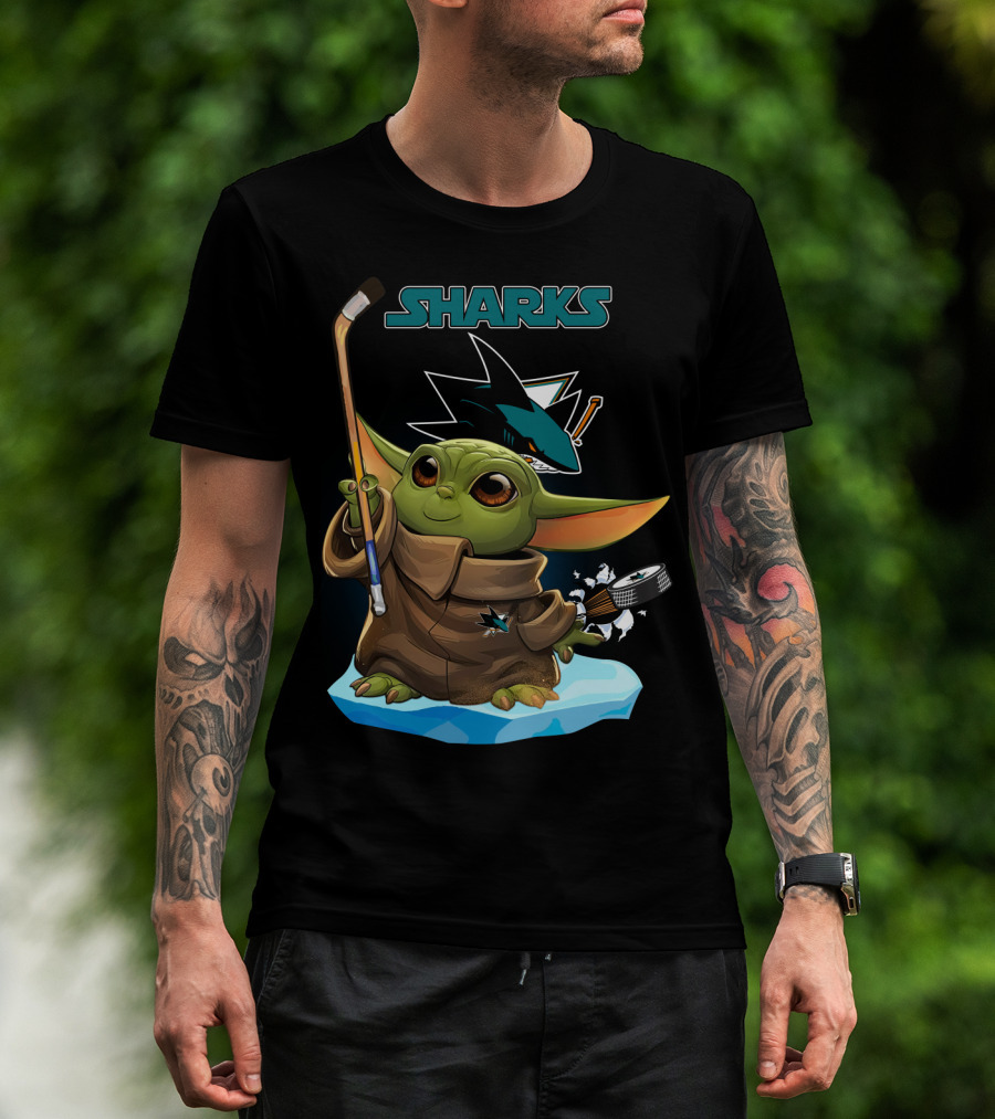 San Jose Sharks Baby Yoda Hockey Puck T-Shirt