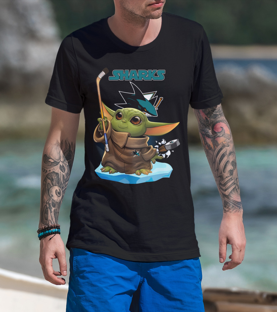 San Jose Sharks Baby Yoda Hockey Puck T-Shirt