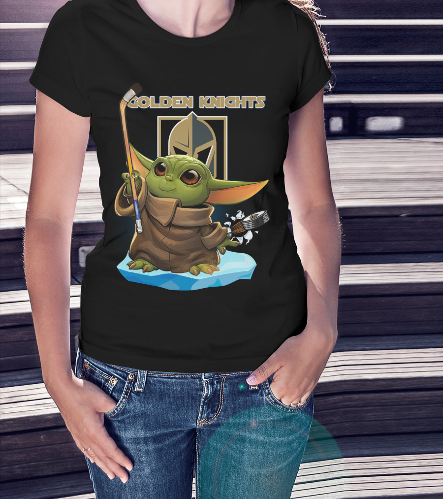 Baby Yoda Golden Knights Hockey T-Shirt