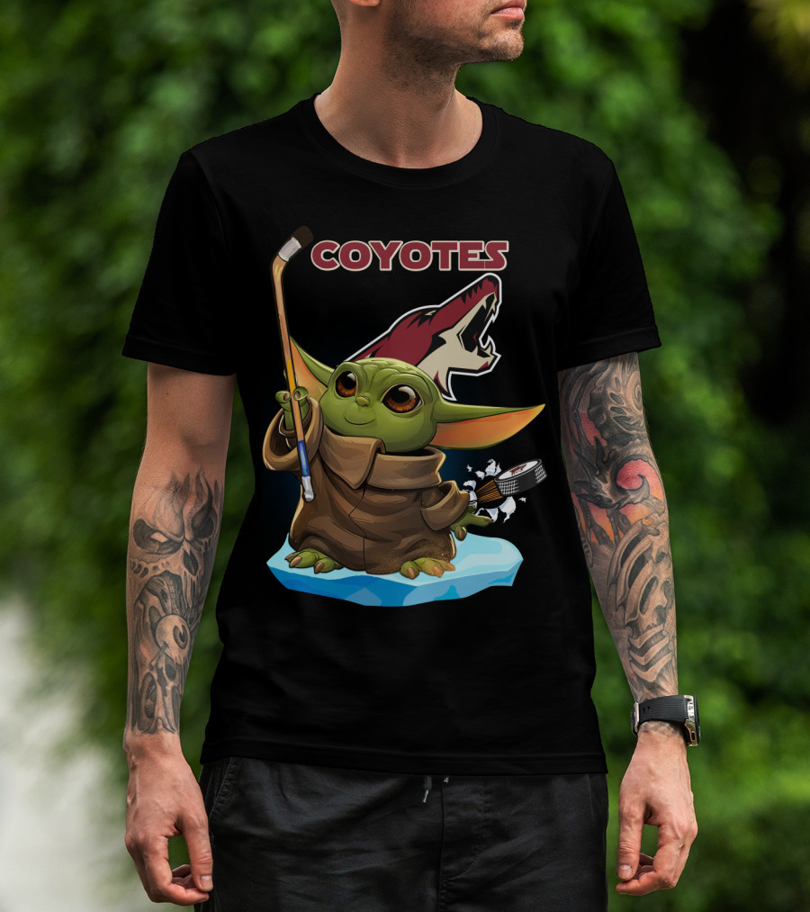 Baby Yoda Coyotes Hockey Fan Art Arizona Team T-Shirt