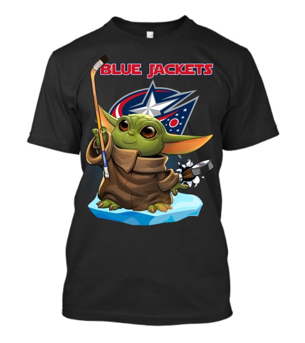 Blue Jackets Baby Yoda Hockey T-Shirt