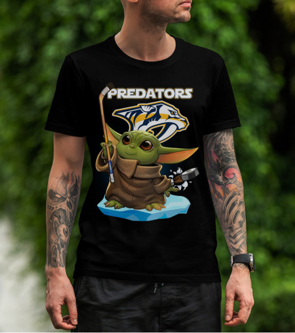 Nashville Predators Baby Yoda NHL Hockey Puck T-Shirt