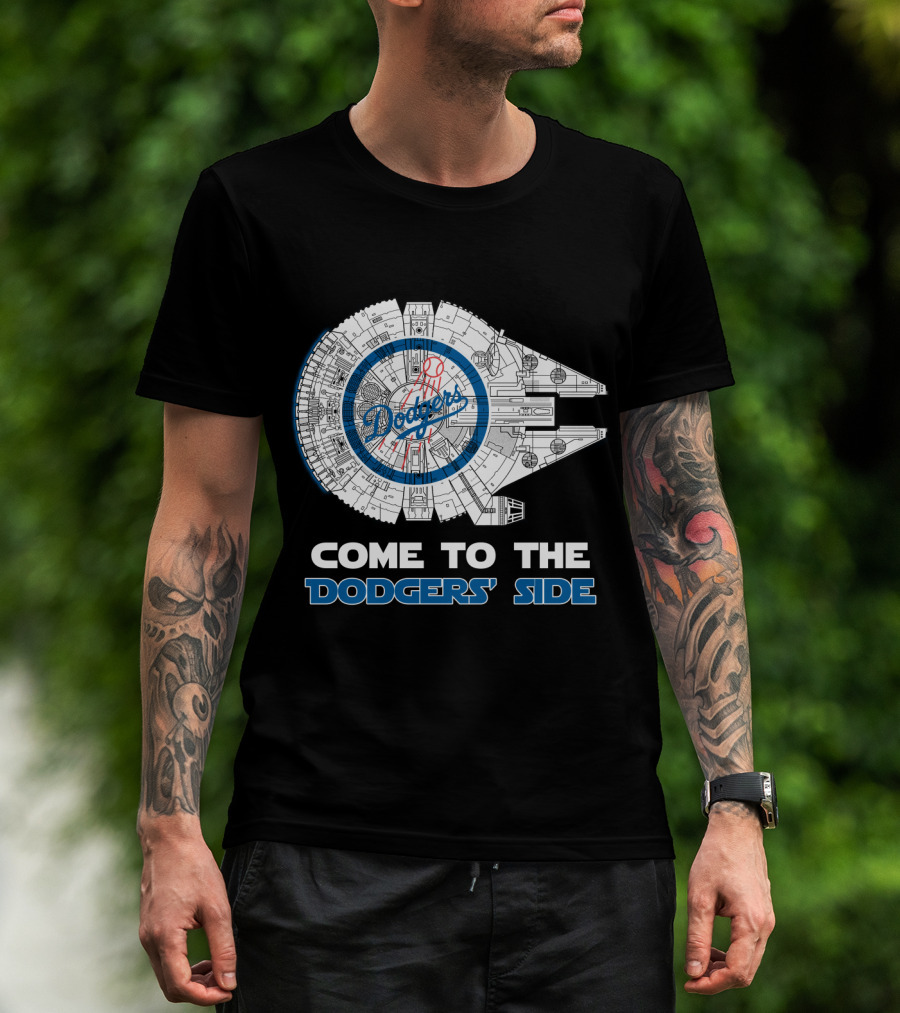 Come To The Dodgers' Side Los Angeles Dodgers Millennium Falcon Mlb Spaceship T-Shirt