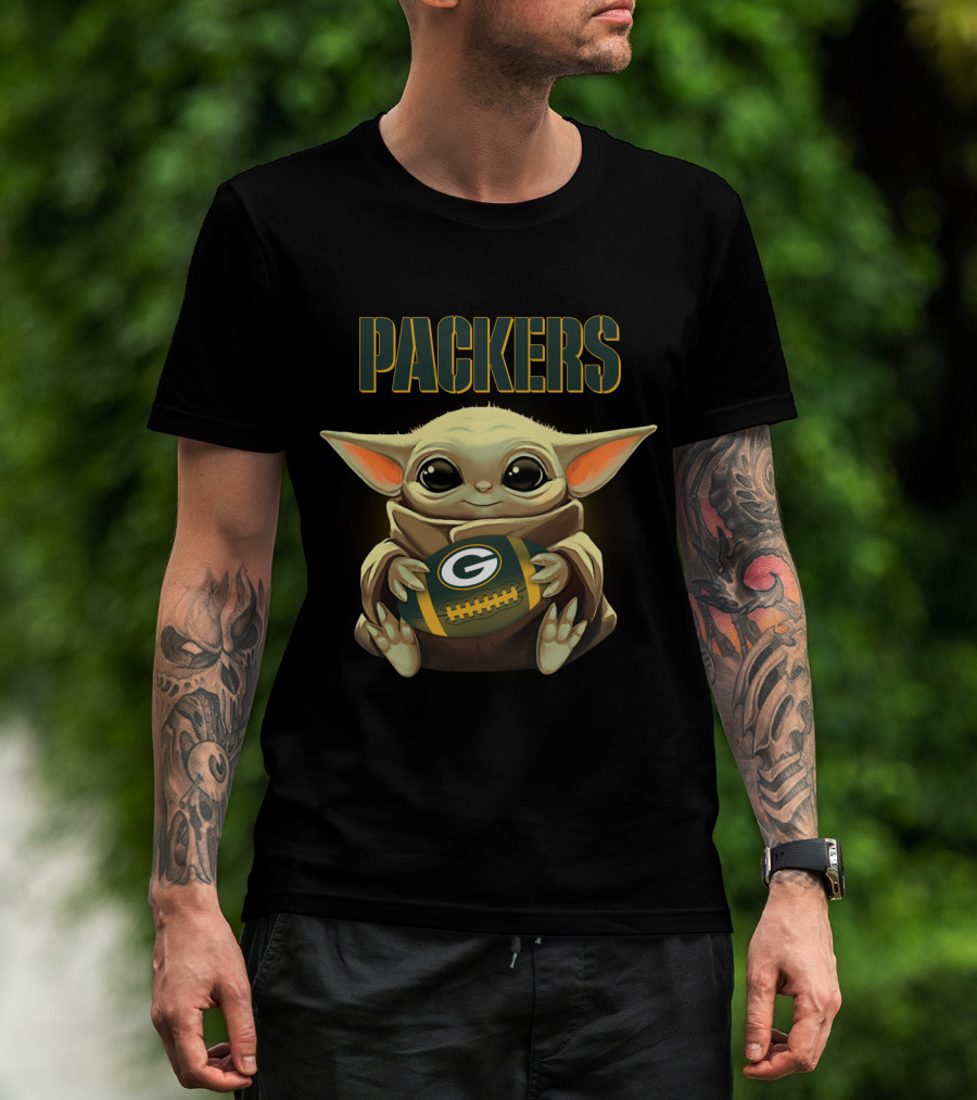 Packers Football Baby Yoda Star Wars Crossover Featuring Green Bay Packers T-Shirt