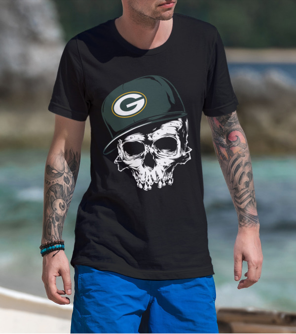 Green Bay Packers Skull Cap T-Shirt