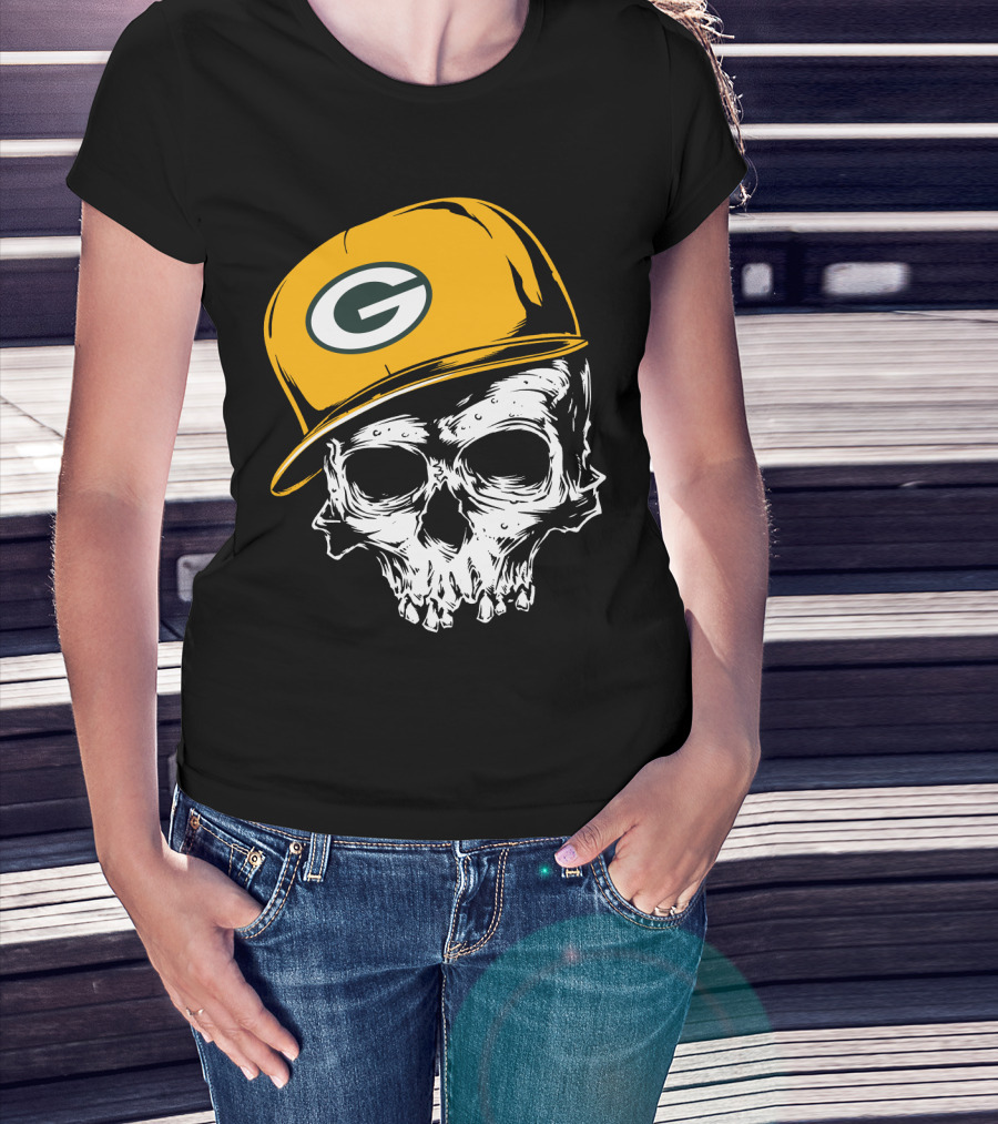 Green Bay Packers Skull With Iconic Cap T-Shirt