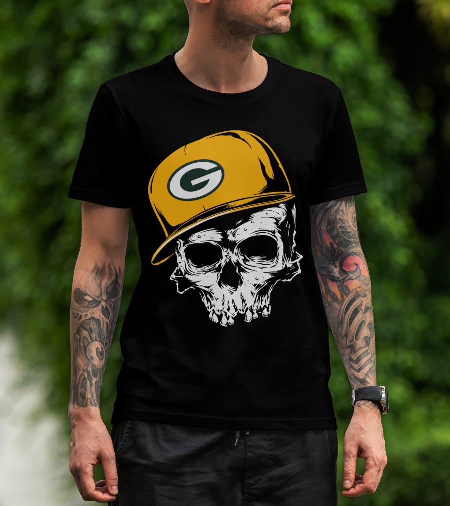 Green Bay Packers Skull With Iconic Cap T-Shirt
