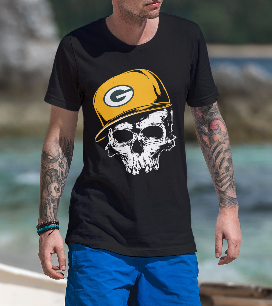 Green Bay Packers Skull With Iconic Cap T-Shirt