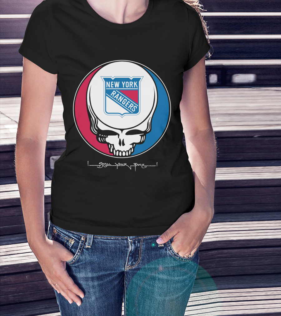 New York Rangers Steal Your Face Grateful Dead Skull T-Shirt