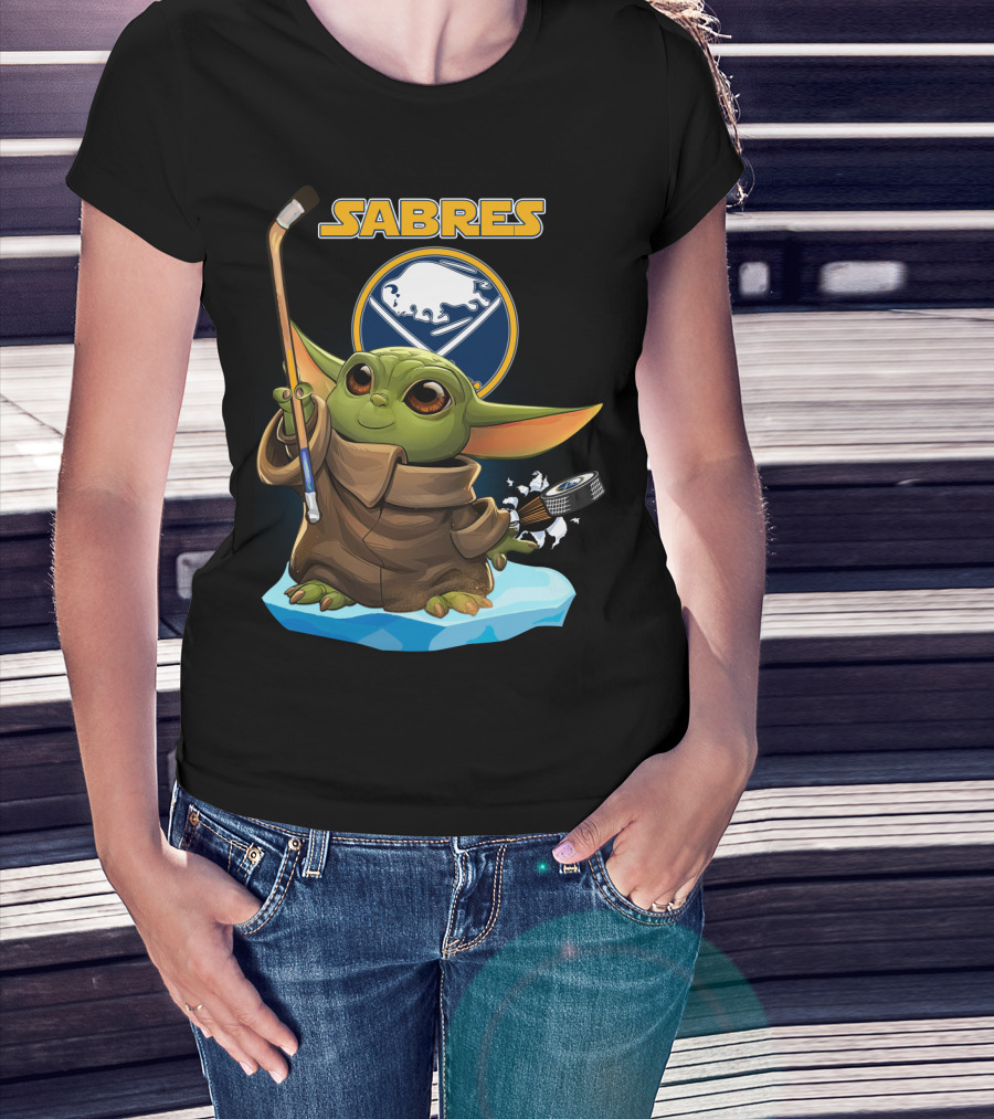 Sabres Baby Yoda Hockey Star Wars Crossover T-Shirt
