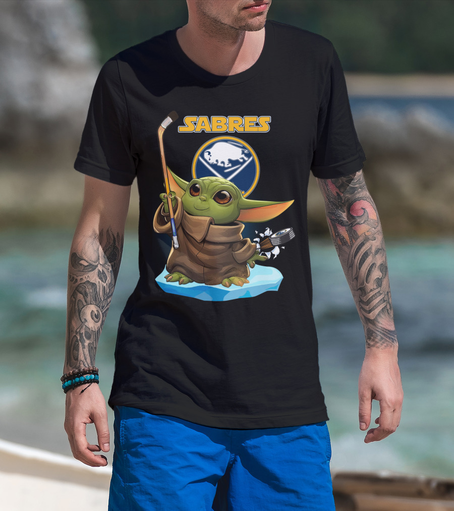 Sabres Baby Yoda Hockey Star Wars Crossover T-Shirt