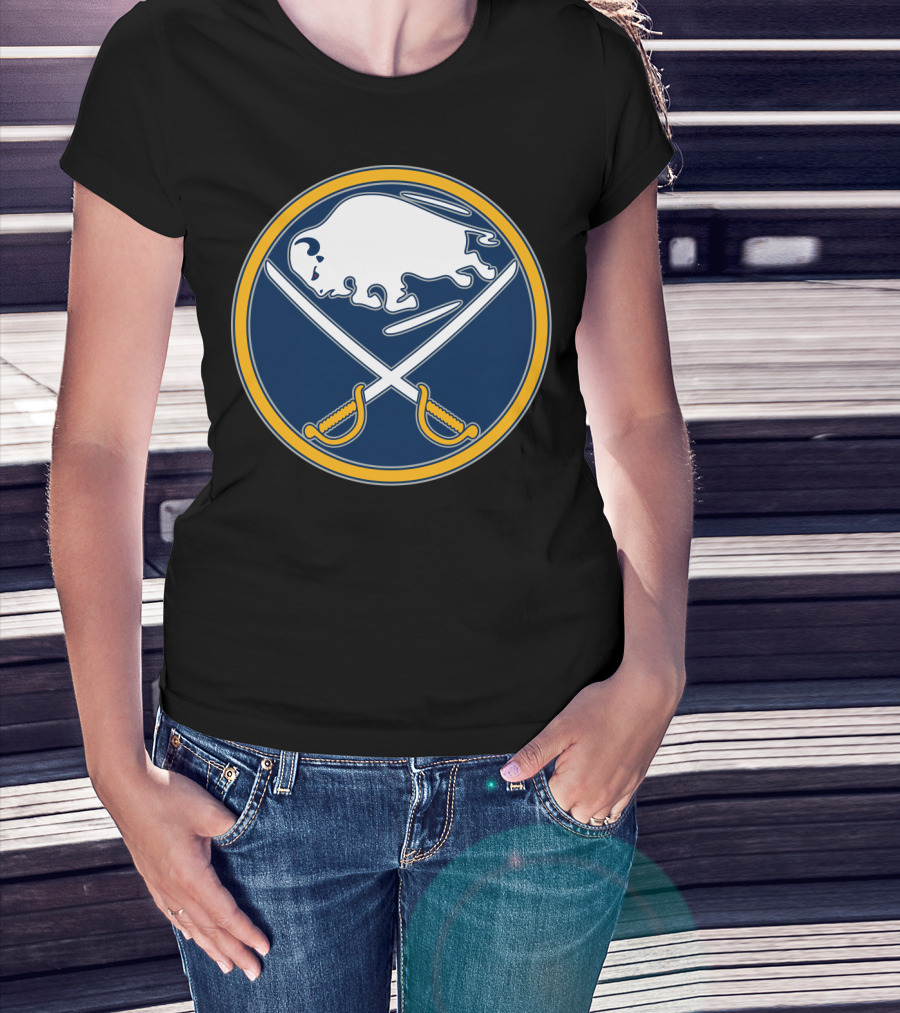 Buffalo Sabres Nhl Team Logo White Buffalo And Crossed Sabres T-Shirt