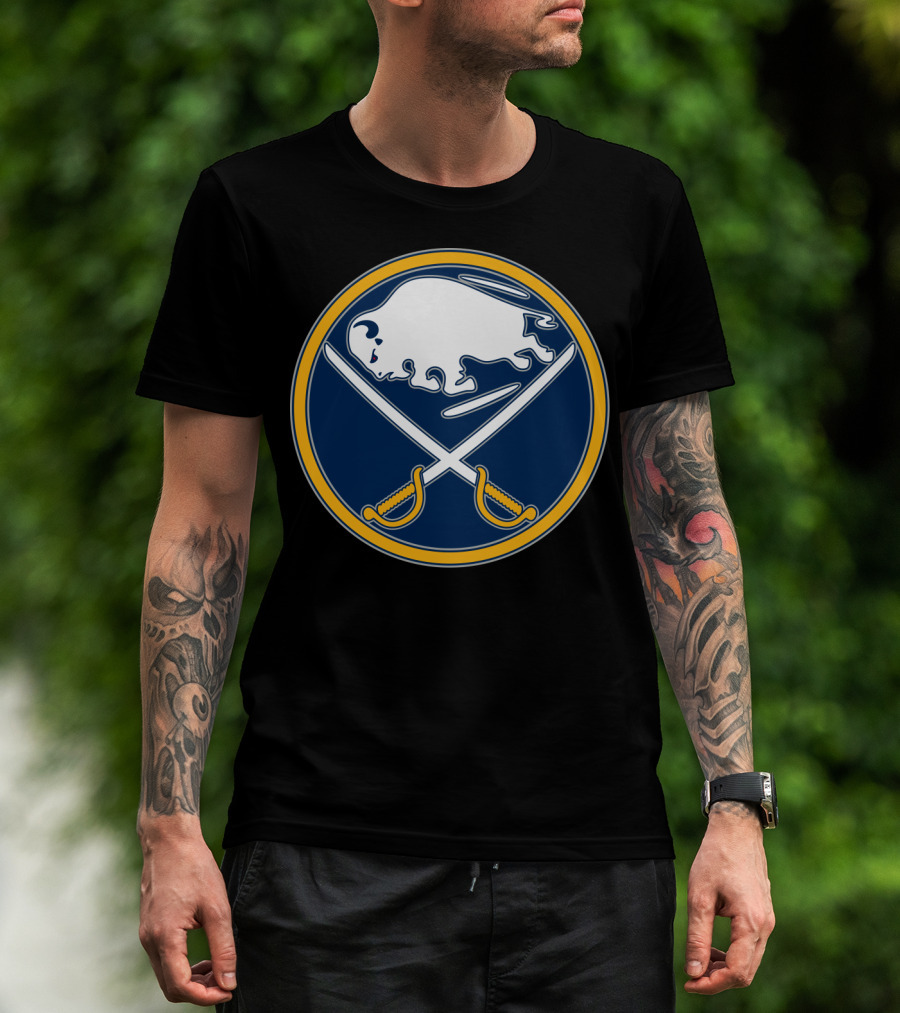 Buffalo Sabres Nhl Team Logo White Buffalo And Crossed Sabres T-Shirt