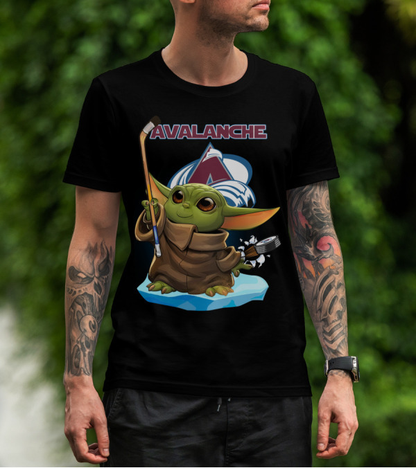 Baby Yoda Colorado Avalanche Hockey Jedi T-Shirt