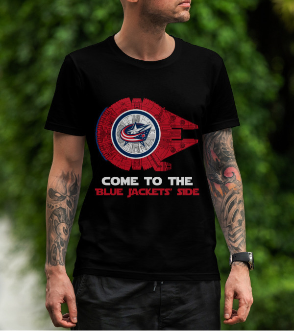 Columbus Blue Jackets Come To The Blue Jackets' Side Millennium Falcon T-Shirt