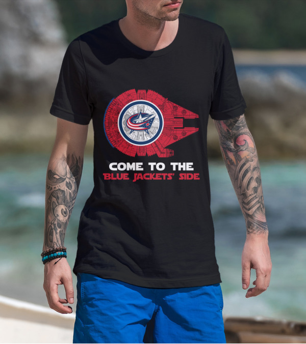 Columbus Blue Jackets Come To The Blue Jackets' Side Millennium Falcon T-Shirt