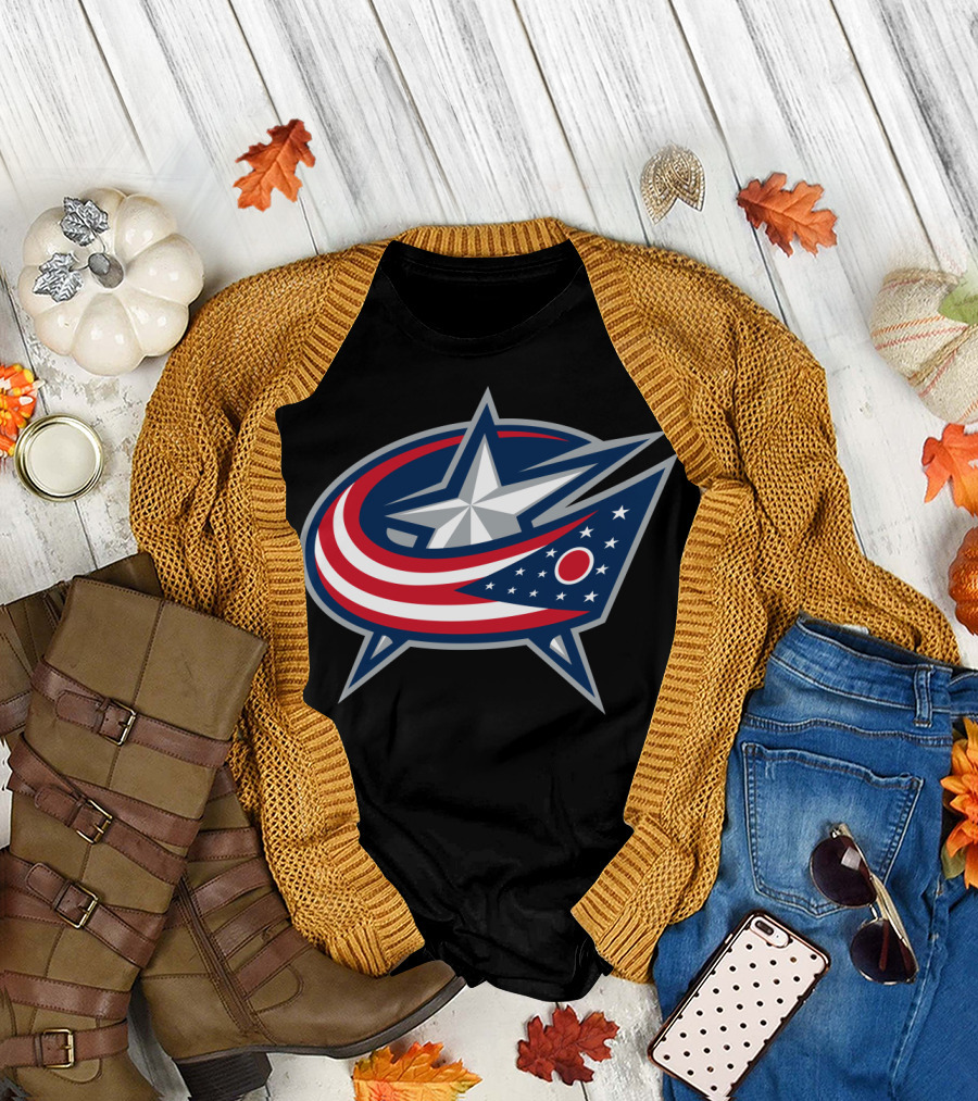 Columbus Blue Jackets NHL Team Logo Star and Stripes T-Shirt