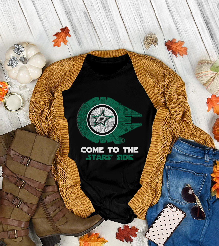 Come to the Stars' Side Dallas Stars Millennium Falcon T-Shirt