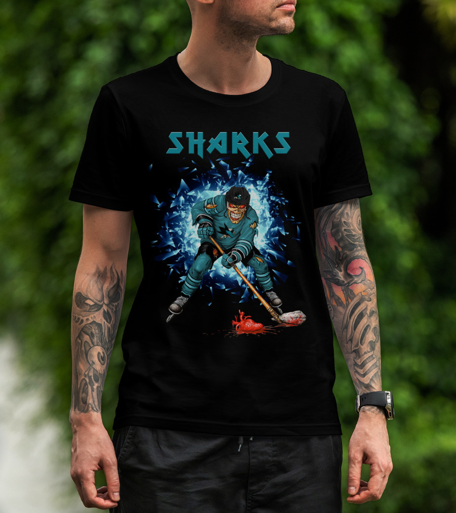 San Jose Sharks Hockey Player With Fiery Impact T-Shirt
