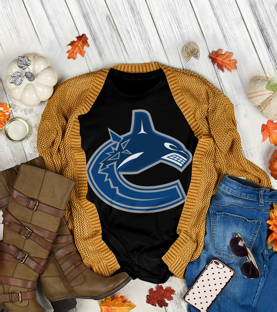 Vancouver Canucks Orca NHL Logo Crest T-Shirt