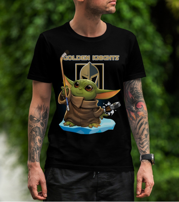 Golden Knights Baby Yoda Hockey Ice Block T-Shirt