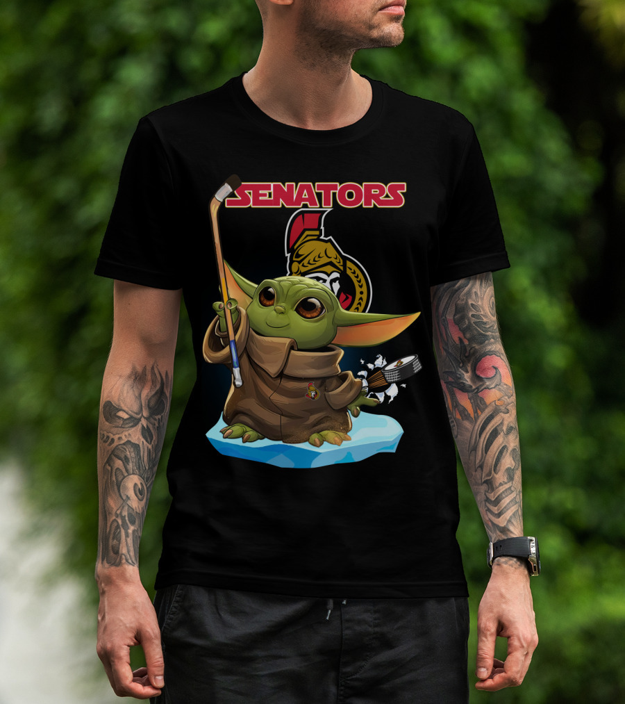 Baby Yoda Ottawa Senators Hockey Crossover T-Shirt