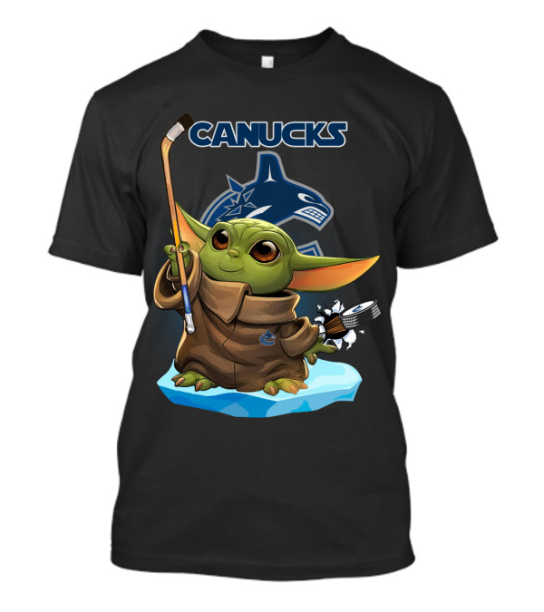 Canucks Baby Yoda Hockey Stick Puck Vancouver NHL T-Shirt