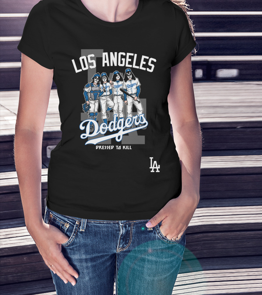 Los Angeles Dodgers Dressed To Kill Featuring KISS Band Members T-Shirt