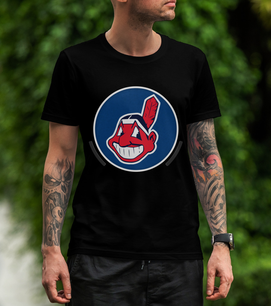 Cleveland Indians Chief Wahoo Icon Blue Circle T-Shirt