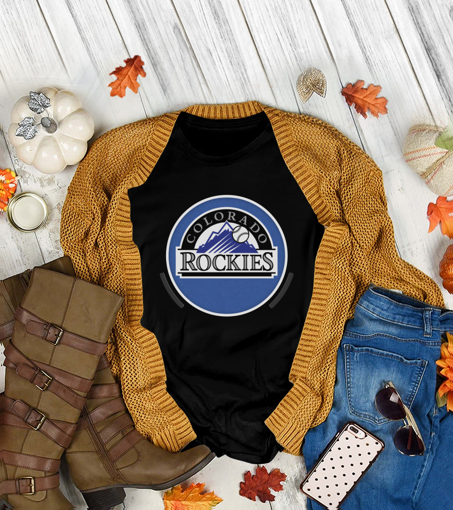 Colorado Rockies Logo Baseball Mountain T-Shirt