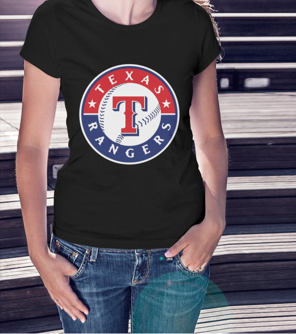 Texas Rangers T Logo Baseball Emblem With Stars T-Shirt
