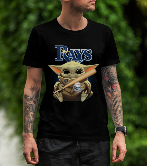 Rays Baby Yoda Baseball Bat Star Wars Crossover T-Shirt