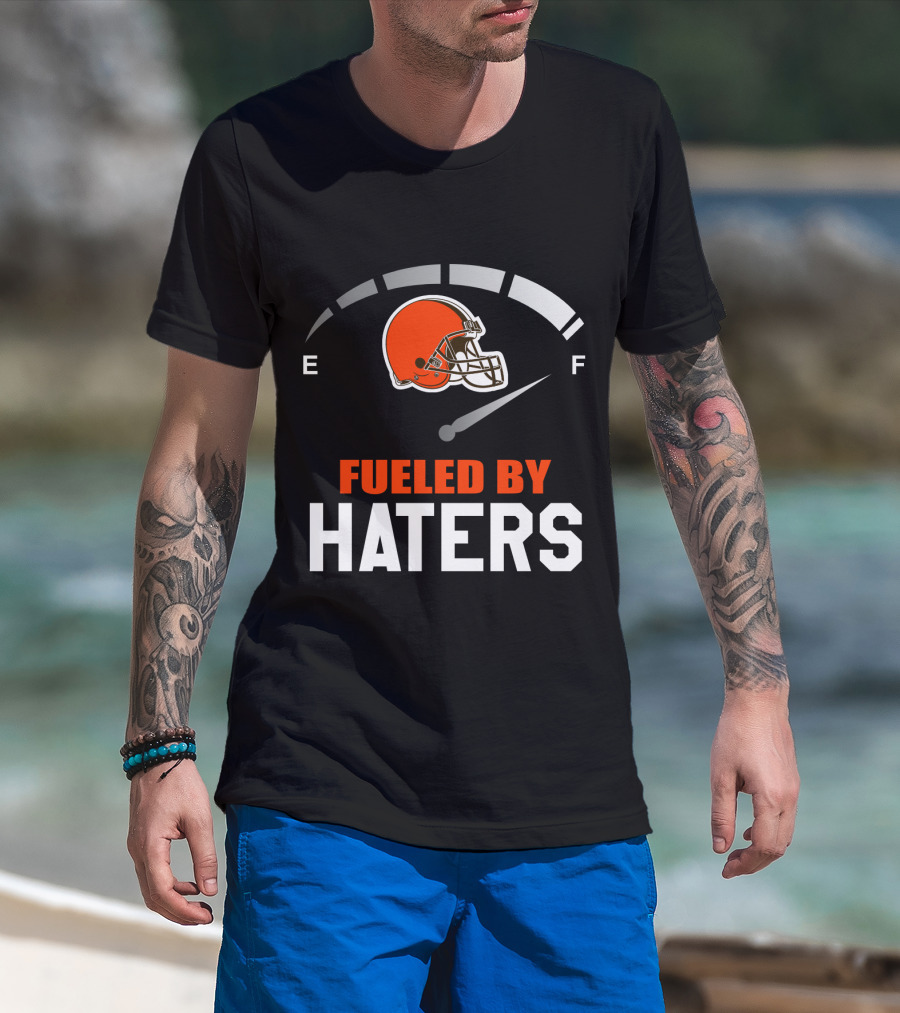 Cleveland Browns Helmet Fueled By Haters Football Fanatics T-Shirt