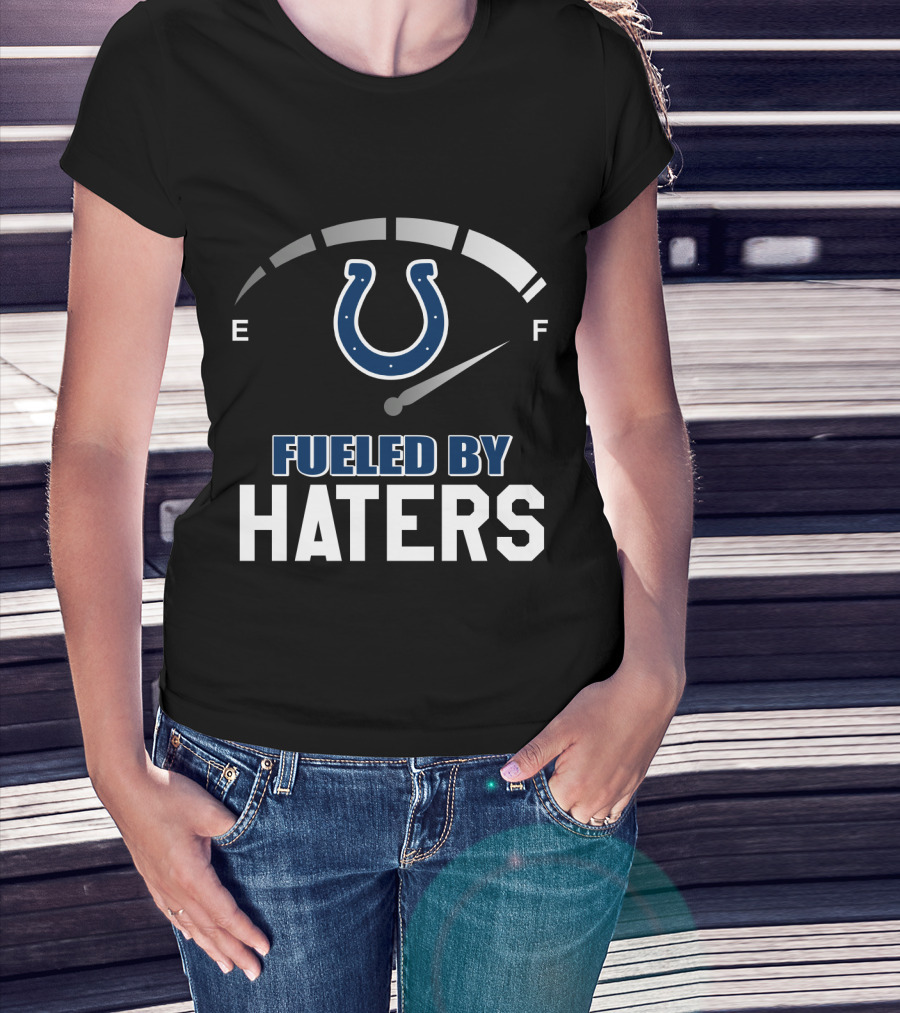 Indianapolis Colts Fueled By Haters Speedometer E F Horseshoe Symbol T-Shirt