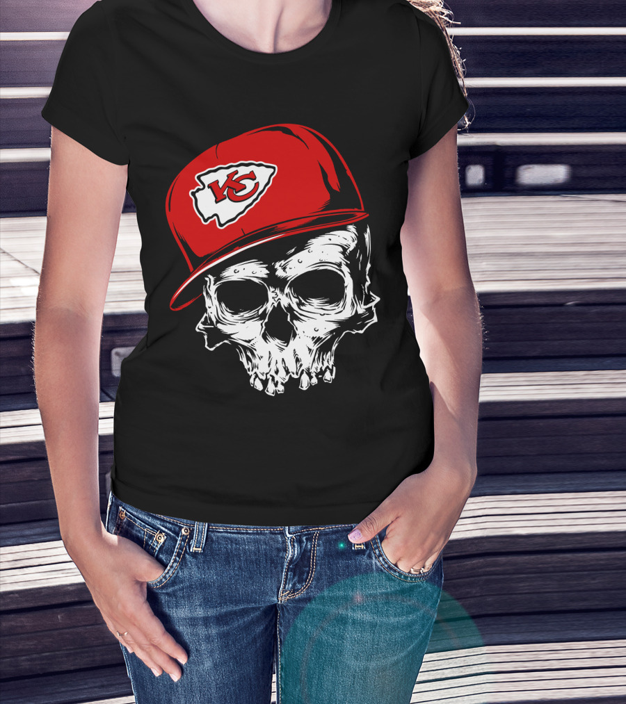 Kansas City Chiefs Skull With Red Cap T-Shirt